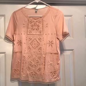 J Crew Graphic Eyelet Tee